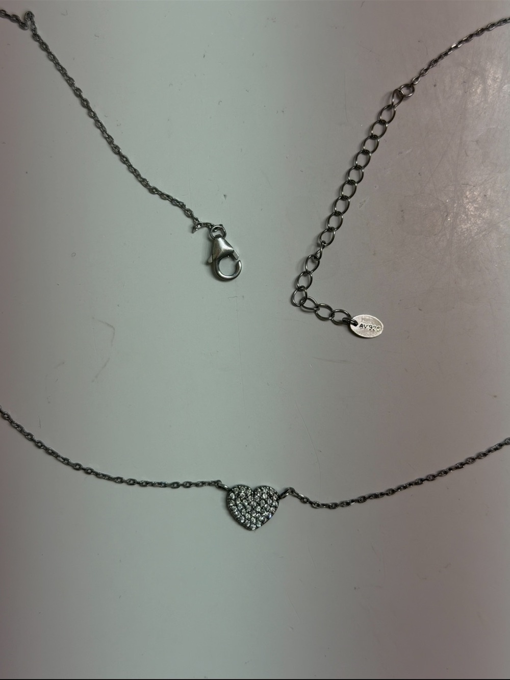 Sterling Silver Heart Pavé Pendant Necklace - Silver